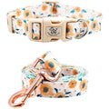 Elegant little tail Dog Collar with Leash Sunflower Print Pet Collar Leash Adjustable Collar for Small Medium Large Dogs Soft Puppy Collars with Quick Release Buckle Girl Boy Dog Collars