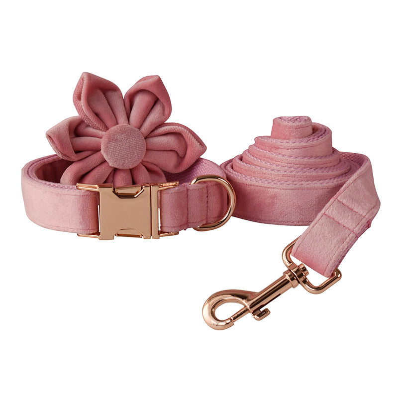 Goose Down Dog Collar with Rose Gold Buckle