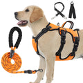 Escape Proof Dog Harness Large Sized Six Point Adjustalbe Soft Padded Full Body No Pull Dog Harness and Leash Set Reflective Dog Vest Harness with Handle Dog Harness for Large Size Dog(Orange L)